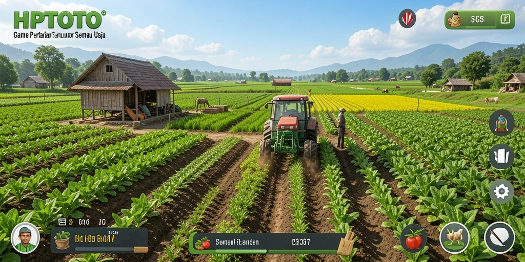 Tampilan gameplay HPTOTO dengan aktivitas pertanian yang menyenangkan.